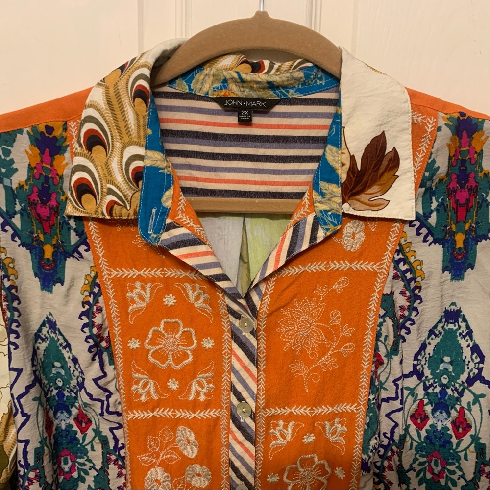 John Mark Elegant Multi Colored Embroidered 2X Bl… - image 6